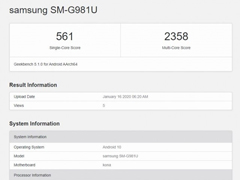 三星S20 5G版手机Geekbench跑分曝光