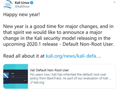 官宣！Kali Linux今后将默认以非root身份运行