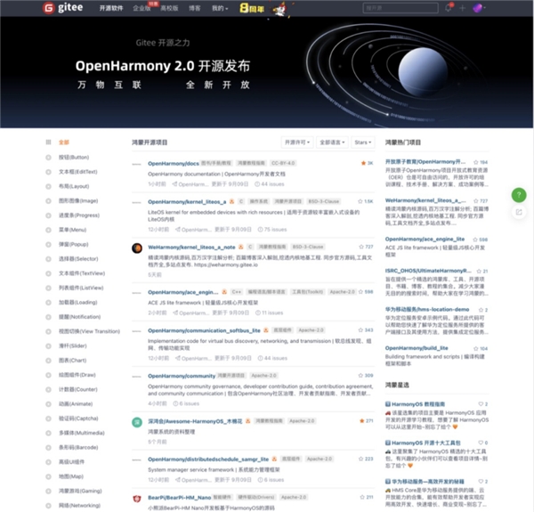 OpenHarmony 2.0 正式开源！可在 Gitee下载源代码